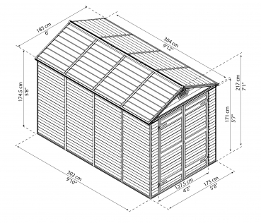 Palram-Canopia Gerätehaus SKYLIGHT 6x10 (185x304cm) Thermo Polycarbonat grau